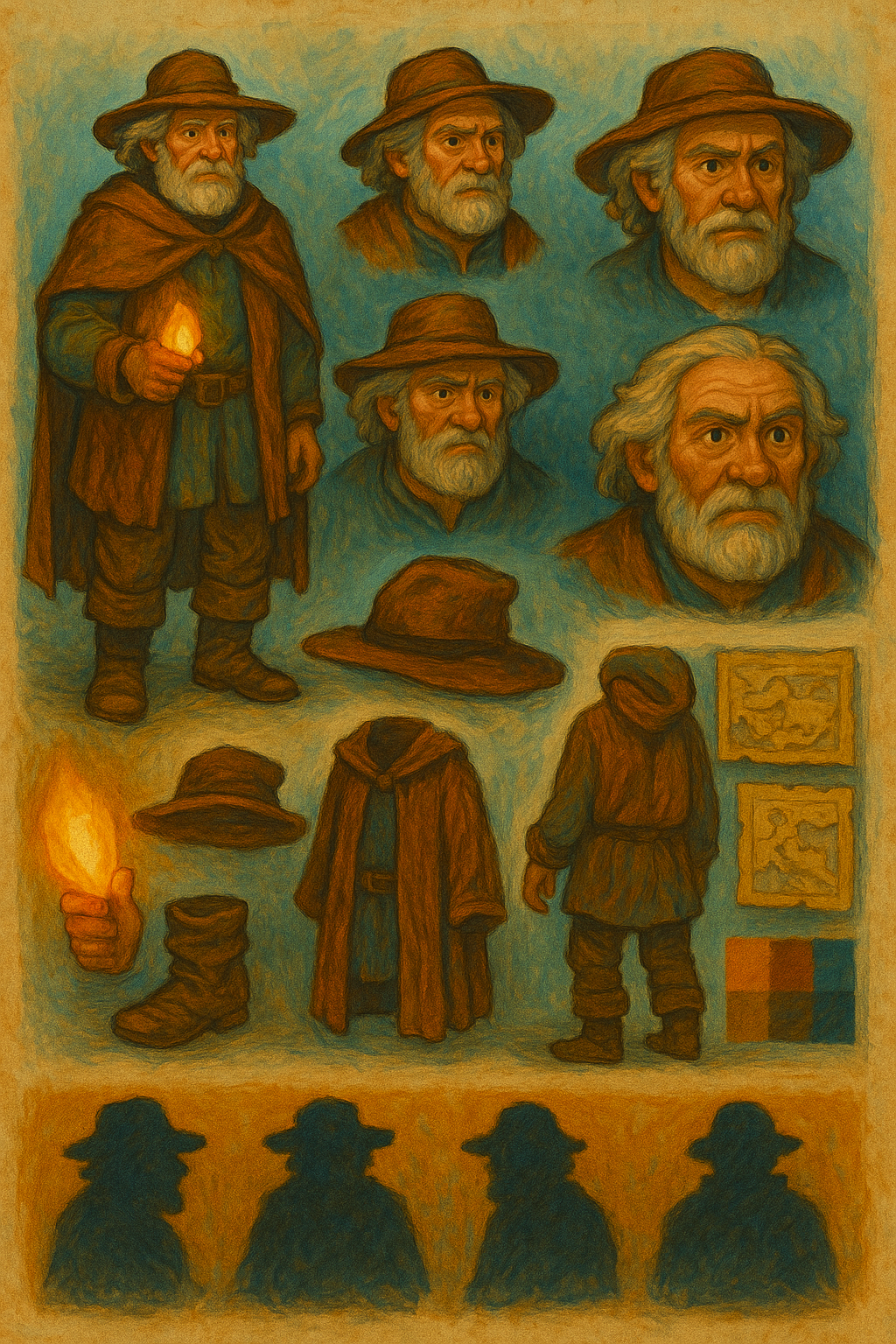 Character sheet for the wizened traveler